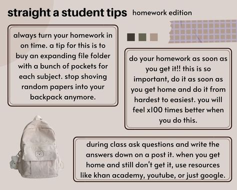 Homework Tips, Homework Motivation, School Study Ideas, Exam Study Tips, Best Study Tips, School Goals, Study Tips For Students, School Homework, High School Survival