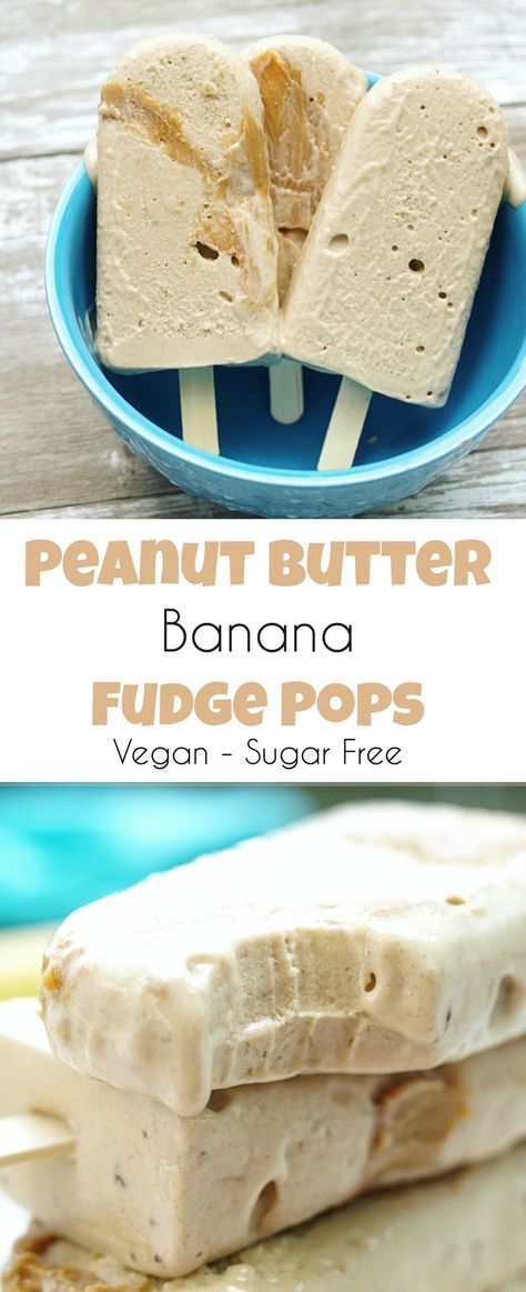 Banana Fudge, Fudge Popsicles, Fudge Pops, Low Carb Snack, Butter Fudge, Vegan Sugar, Vegan Peanut Butter, Banana Coconut, Popsicle Recipes