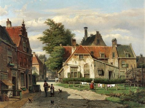 19th Century Paintings, Live Picture, Century City, Artist Sketchbook, Dutch Painters, Winter Painting, Historical Art, Street Scenes, Painting Illustration