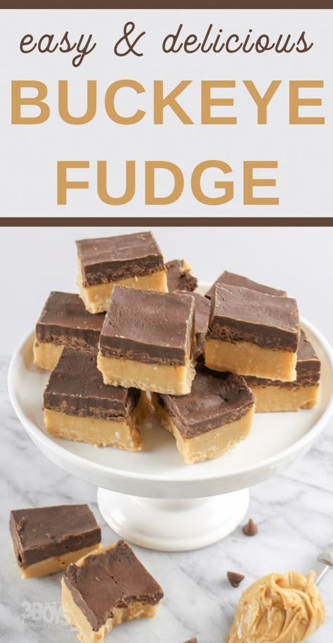 Buckeye Fudge Recipe, Buckeye Fudge, Fudge Candy, Homemade Fudge Recipes, Peanut Butter Fudge Recipe, Chocolate Peanut Butter Fudge, Tiramisu Dessert, Fudge Recipes Easy, Candy Recipe