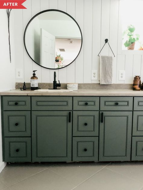 Modern Farmhouse Bathroom Makeover | Apartment Therapy Target Floor Lamps, Modern Farmhouse Bathroom, Target Rug, Bathroom Redo, Green Bathroom, Bathroom Renos, Farmhouse Bathroom, Kids' Bathroom, Guest Bathroom