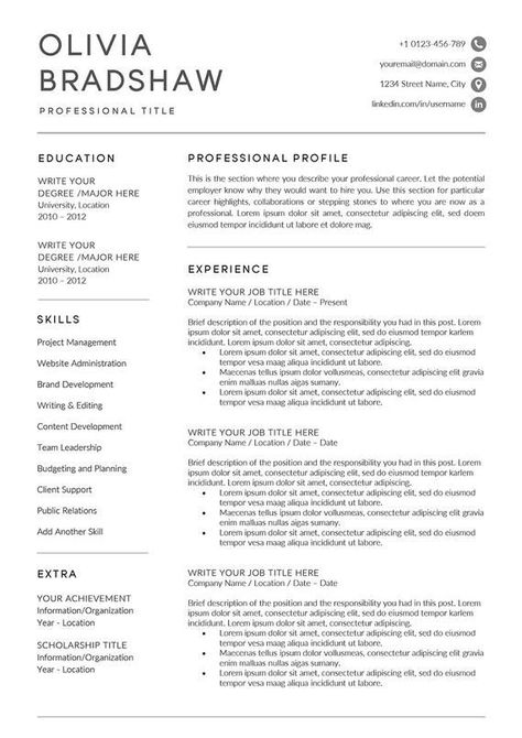 Professional Resume Template | Clean Resume Template for Word | CV Resume  Cover Letter | 5 Page Pack | Instant Download Resume | OLIVIA - Resume Template Ideas of Resume Template #ResumeTemplate - Resume Hacks, Professional Resume Examples, Free Resume Examples, Resume Ideas, Basic Resume, Clean Resume Template, Resume And Cover Letter, Good Resume Examples, Cv Examples