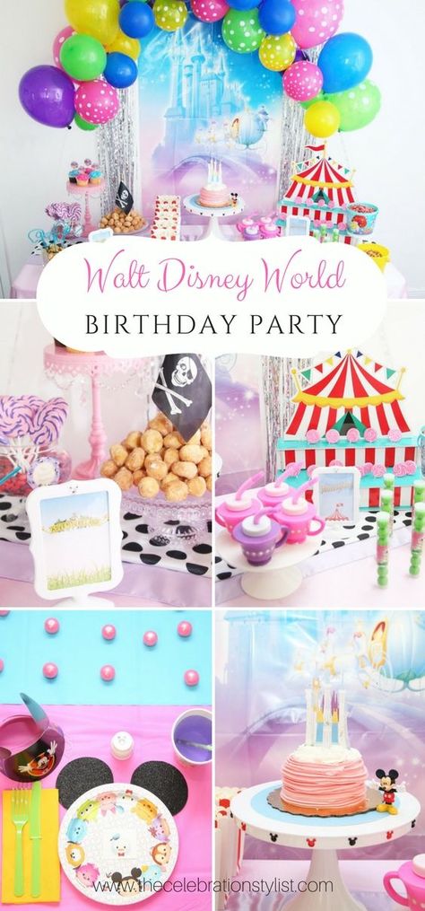 Bring Walt Disney World to your party with this Disney World inspired theme! Disney World Birthday Party, Disney World Birthday, Disneyland Birthday, Disney Cute, Tema Disney, Disney Birthday Party, Disney Theme Party, Wallpaper Disney, Birthday Disney