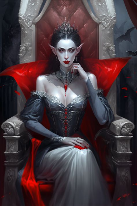 ArtStation - Vampire Queen Vampires Fantasy Art, Vampire Illustration Art, Vampire Art Female Gothic, Dnd Vampire Art, Vampire Female Art, Dark Queen Art, Dark Vampire Art, Fantasy Vampire Art, Fantasy Queen Art