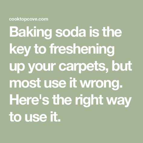 Baking soda is the key to freshening up your carpets, but most use it wrong. Here's the right way to use it. How To Freshen Carpet, Clean Carpet With Baking Soda, Freshen Carpet, Baking Soda Carpet, Baking Soda On Carpet, Carpet Freshener, Baking Soda Cleaning, Vinegar Cleaning, Smell Fresh