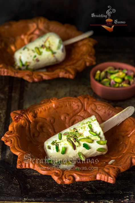 Rose Kulfi, Kulfi Dessert, How To Make Kulfi At Home, Vegan Kulfi, Sweets Indian, Malai Recipe, Malai Kulfi, Kulfi Recipe, Garden Centerpiece