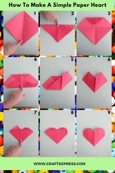 How To Make A Simple Paper Heart In Just 5 minutes Paper Heart Card Diy, How To Fold Paper Hearts, Paper Rings Origami Heart, How To Make A Heart Out Of A Sticky Note, How To Make A Heart Letter, Heart Shaped Paper Crafts, How To Make A Paper Envelope Easy, Sticky Note Origami Heart, Heart With Sticky Notes