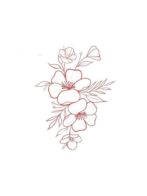 2 Hibiscus Flowers Tattoo, Puakenikeni Flower Tattoo, Hibiscus Side Tattoo, Red Blossom Tattoo, Hibiscus Tattoo Stencil, Red Hibiscus Tattoo, Single Flower Tattoo, Ocean Flower Tattoo, Hawaii Flower Tattoos