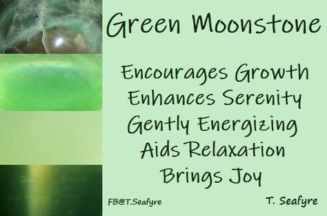 Green Moonstone Crystal Meaning, Green Moonstone Meaning, Moon Stone Meaning, Pictures Of Crystals, Crystal Magick, Crystals Green, Green Moonstone, Green Moon, Crystal Power