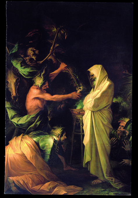 A depiction of necromancy from the Old Testament, where the Witch of Endor conjures Samuel from the dead. Witch Of Endor, Eugène Delacroix, Italian Baroque, Arte Van Gogh, Art Ancien, Baroque Art, Occult Art, Louvre Paris, Louvre Museum