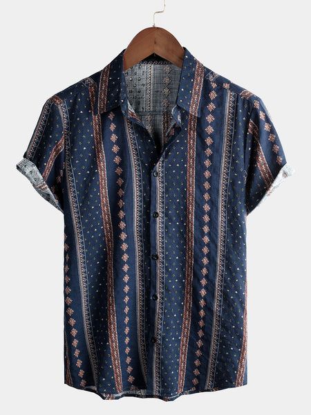 Men's Retro Button Up Short Sleeve Cotton 70s Shirt – Atlanl 70s Shorts, Vintage Hawaiian Shirts, Retro Shorts, Retro Shirts, Beach Shirts, Graphic Shirt, Style Boho, Men's Style, Look Cool