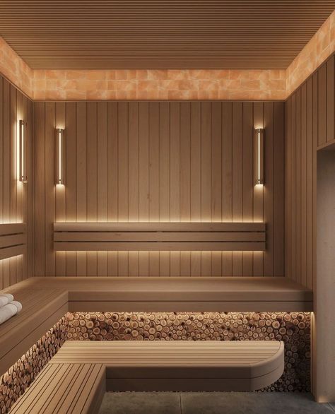 Home Spa Room Sauna Interior Design, Luxury Sauna Design Interior, Sauna Room Design, Sauna Design Interior, Sauna Interior Design, Sauna Rest Room Interior Design, Japanese Sauna Aesthetic, Sauna Astetic, Wooden Sauna House