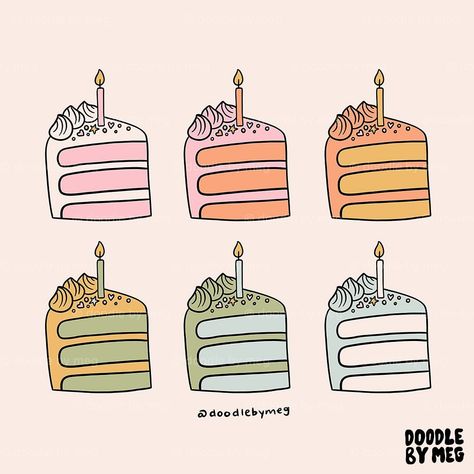 Just a slice or the whole cake? 🍰✨ ©️ Doodle By Meg LLC .⁣ .⁣ .⁣ #digitalillustrator #illustrator #procreateart #illustrationdaily #art… | Instagram Cake Doodle, Whole Cake, Cake Drawing, Slice Of Cake, Procreate Illustration, Cake Slice, Art Instagram, Doodle Drawings, The Whole