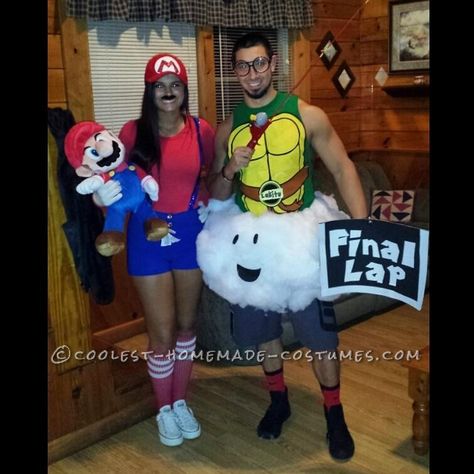 Coolest 1000+ Homemade Costumes You Can Make! Lakitu Costume Diy, Final Lap Costume Mario Kart Diy, Lakitu Costume, Super Mario Bros Costumes, Mario Kart Costumes, Mario Bros Costume, White Converse Shoes, Mario Costume, Running Outfits