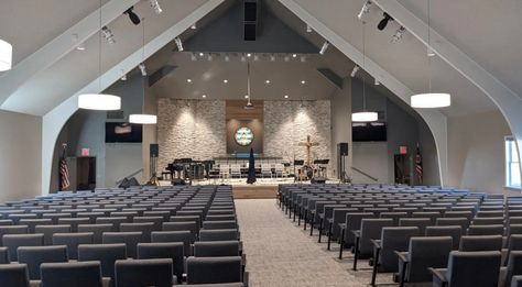 Ways to Modernize Your Existing Church Building - The McKnight Group Church Design Sanctuary, Sanctuary Decor, Church Lobby, Church Building Design, Church Interior Design, Altar Design, Church Backgrounds, Modern Church, Church Pictures