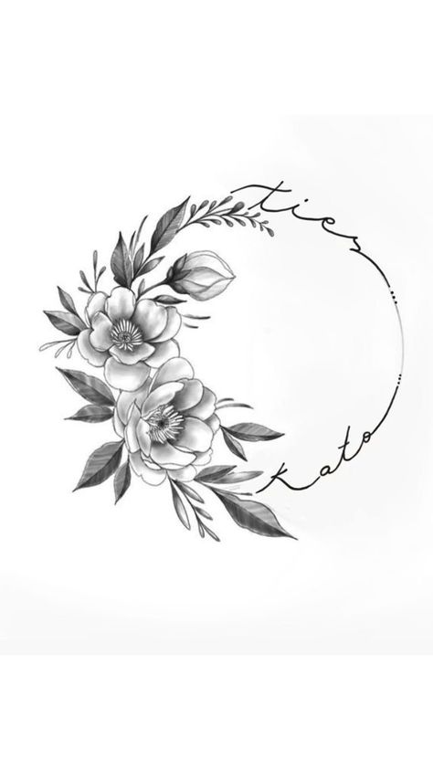 Circle Of Roses Tattoo, Circle Name Tattoo, Rose Circle Tattoo, Floral Tattoo With Names, Floral Circle Tattoo, Circle Flower Tattoo, Circle Tattoo Ideas, Hand Tattoo Designs, Nouveau Tattoo