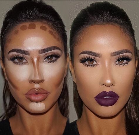 The highlights and contouring. The nose- | ✨Pinterest: Slimbaby86✨ Make Up Diy, Makeup Contouring, Eyeliner Tips, Alat Makeup, Makeup Tip, Smink Inspiration, Beauty Make-up, Makijaż Smokey Eye, Face Contouring