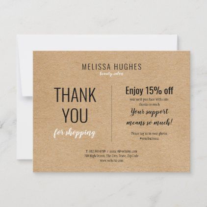 Thank You Discount Card, Etsy Business Cards, Business Thank You Notes, Salon Gifts, Loyalty Cards, Purchase Card, Photo Thank You Cards, Coupon Ideas, Pass Out