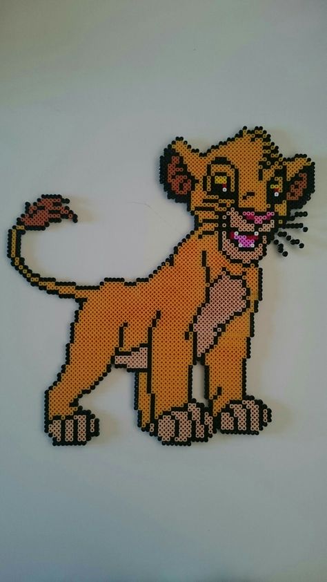 Lion Beads Pattern, Lion King Perler Beads, Hama Beads Disney, Hama Disney, Simba Lion King, Lion King Disney, Simba Lion, Perler Creations, Disney Drawings Sketches