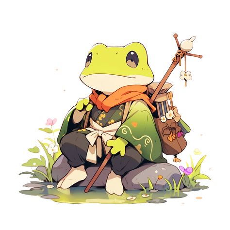 Cute Kawaii Frog Druid Shaman Witch Doctor Sticker Druid Shaman, Pathfinder Character, Frog Drawing, Witch Doctor, Image Nature, Frog Art, Dungeons And Dragons Characters, Sketch Inspiration, Game Character Design