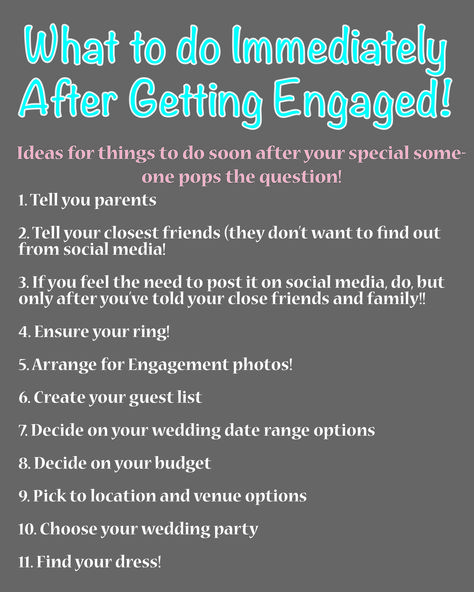 10 things to do immediately after you become engaged! When I Get Married, Wedding Planning Guide, Future Wedding Plans, Wedding Prep, Cute Wedding Ideas, Wedding Preparation, Wedding Checklist, Wedding Goals, Wedding Wishes