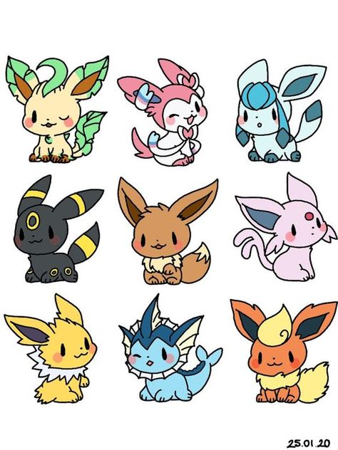 Pokemon Character Drawing, Chibi Pokemon Drawings, Cute Pokemon Drawings, Pokemon Doodles, Easy Pokemon Drawings, Pokemon Tattoos, Pokemon World, Eevee Cute, 150 Pokemon