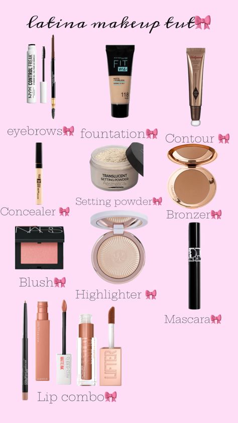 I hope you all find this useful 💗 Make Up Checklist, Make Up Guide Step By Step, Latina Makeup Routine, Latina Makeup Tut Step By Step, Latina Make Up Tutorial Step By Step, Steps To Applying Makeup, Makeup Routine Guide, Make Up Tut, Quick Makeup Routine