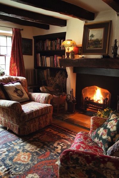 English Cottage Living Room, Cottage Cat, Cosy Homes, Cozy English Cottage, Seaside Cottages, English Cottage Interiors, Cotswold Cottage, Space Organization, English Cottage Decor