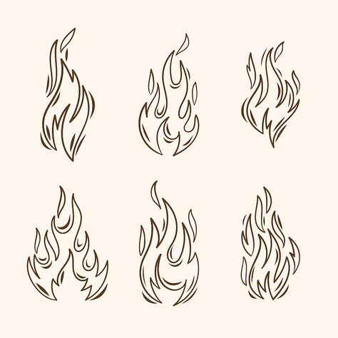 Free Vector | Free vector hand drawn fire outline illustration Fire Doodle Art, Fire Flame Drawing, Minimalistic Flame Tattoo, Fire Outline Drawing, Single Flame Tattoo, Easy Flames Drawing, Hand Holding Fire Tattoo, Simple Hand Sketch, Fire In Hand Drawing