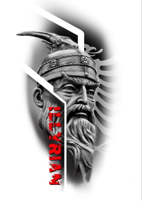 Albanian hero. Skederbeu Illyrian tattoo design Illyrian Tattoo, Albanian Tattoo, Realistic Tattoo Sleeve, Albanian Culture, Cool Tattoos For Guys, Tattoo Desings, Elegant Tattoos, All Tattoos, Albania