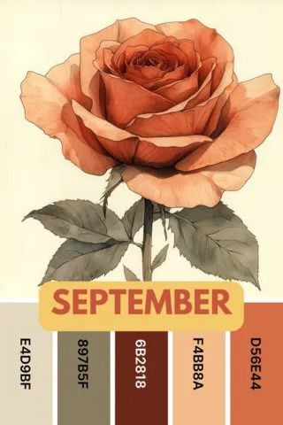 Best color palettes for floral Autumn designs! September Palette, Best Color Palettes, Autumn Roses, September Colors, Warm Color Palette, Create Color Palette, Fall Designs, Autumn Rose, Flame Design