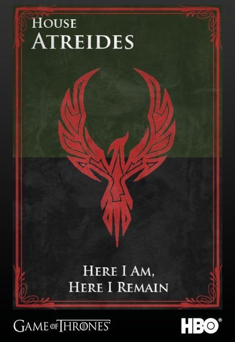 House Atreides of Caladan.CROSSOVERRRRRRRRRRR!!!made with the GoT Sigil Creator Dune Tattoo, Dune Atreides, Dune Spice, Game Of Thrones Sigils, Duncan Idaho, Dune Desert, Dune Arrakis, House Sigil, Dune Series