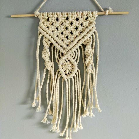 Small cream macrame wall decoration Mini Macrame Wall Hanging, Macrame Wall Hanger, Mini Macrame, Curated Gifts, Macrame Wall, Macrame Wall Hanging, Craft Items, Wall Hanger, Wall Decoration