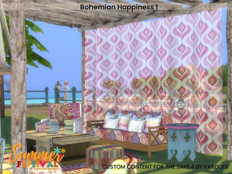 The Sims Resource - Bohemian Happiness 1 Sims 4 Bohemian, Decor Buy, Hi Guys, Outdoor Oasis, The Sims Resource, Sims 4 Mods, Sims Resource, Summer Festival, Sims Cc