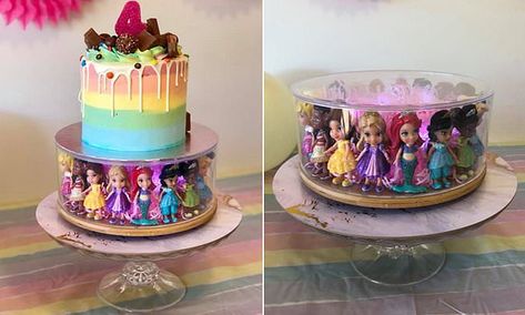 Mum's genius cake hack using a $6.50 'fillable' cake stand revealed Birthday Cake Stand, Kmart Home, Dessert Hacks, Cake Stand Decor, Rainbow Frosting, Disney Princess Cake, Cake Hacks, Disney With A Toddler, Cake Holder