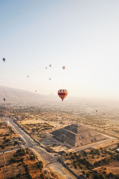 Teotihuacan Hot Air Balloon, Mexico Hot Air Balloon, Hot Air Balloon Mexico City, Mexico City Pyramids, Mexico Travel Guides, Hot Air Balloon Rides, Visit Mexico, Beautiful Places Nature, Aluminum Prints