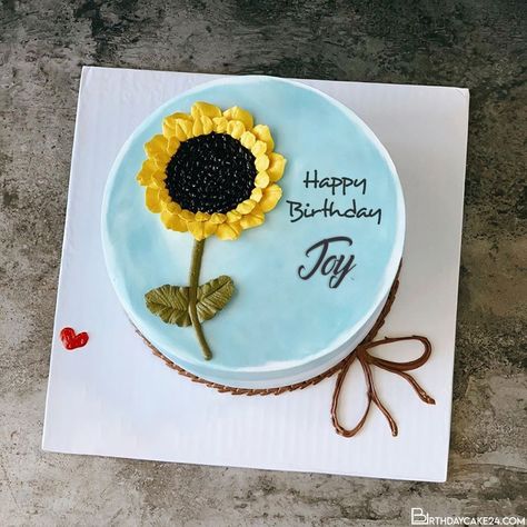 Happy Sunflowers Birthday Cake With Name Sunflower Cake Designs Birthday, Sunflower Birthday Cake For Women, Birthday Cake Sunflower, Sunflower Cake Birthday, Sunflowers Birthday, Bbq Baby Shower Decorations, Sunflower Birthday Cakes, Flower Birthday Cake, Fruit Birthday Cake