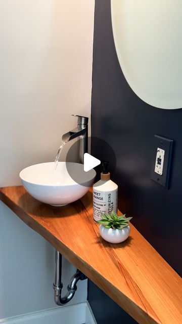 Joel Ruiz | Home Remodeling on Instagram: "Powder room hack 👊🏽

Client wanted to maximize space so a vanity wasn’t an option. Custom made this sink to make this possible 🙌🏽 

Let me know your thoughts 💭 

#smallbathroomdesign #powderroomdesign #halfbath #makeover #homedesign" Diy Sink Vanity, Diy Sink, Room Hacks, Powder Room Design, Sink Vanity, Small Bathroom Design, Half Baths, Maximize Space, Vanity Sink