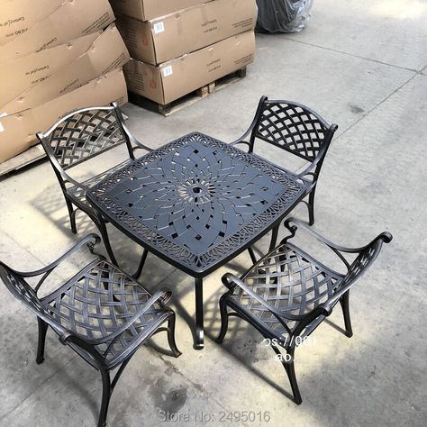 Dining Table With Sofa, Iron Sofa, Patio Furniture Dining Set, Cast Aluminum Patio Furniture, Iron Dining Table, Playground Accessories, Wrought Iron Dining Table, Outdoor Gardens Landscaping, Patio Furniture Dining