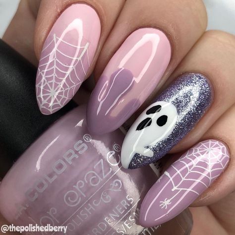 Beautiful spooky nails 😍👻 @thepolishedberry used our Color Craze Nail Polish in 'Bliss' 💜 Spooky Season Nails, Nails Lilac, Season Nails, Nail Glam, Spooky Nails, Paws And Claws, Halloween Nail, Mani Pedi, Mimosa