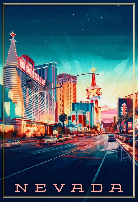 Las Vegas Artwork, Las Vegas Illustration, Superbowl Poster, Eleanor Mustang, Las Vegas Aesthetic, Las Vegas Poster, Fat Elvis, Las Vegas Images, Strip Art