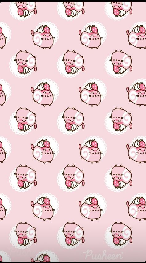 Pusheen Valentines, Pusheen Wallpaper, Pink Pusheen, Kawaii Backgrounds, Fun Wallpapers, Kawaii Room Ideas, Pusheen Plush, Baby Pokemon, Pusheen Cute