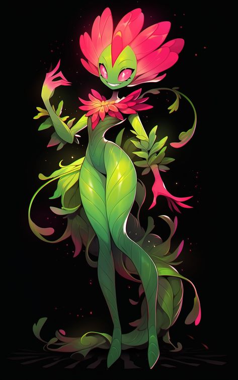 Alien Oc Concept Art, Dnd Plant Character, Plant Creatures Character Design, Plant Oc Character Design, Plant Monster Character Design, Plant Oc Art, Plant Creature Concept Art, Plant Monster Concept Art, Plant Monster Art