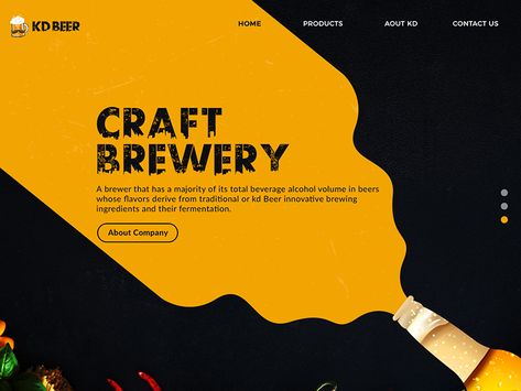 KD Brewery Landing Page by Karthik Kihtrak Beer Landing Page Design, Beer Website Design Inspiration, Beer Website Design, Beer App, Adobe Illustrator Graphic Design, Beer Poster, Beer Design, Craft Brewery, Work Design