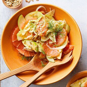 Fennel & Grapefruit Salad Recipe | EatingWell Fennel Salad Recipes, Lent Food, Simple Spinach Salad, Fennel And Orange Salad, Healthy Dinner Salads, Grapefruit Salad, Apple Salad Recipes, Roasted Fennel, Zucchini Salad