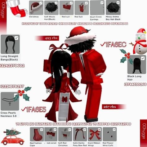 Cute Roblox Avatar, Roblox Matching, Couple Outfits Matching, Roblox Profile, Matching Christmas Outfits, Roblox Emo Outfits, Emo Roblox Avatar, Christmas Fits, Cute Christmas Outfits