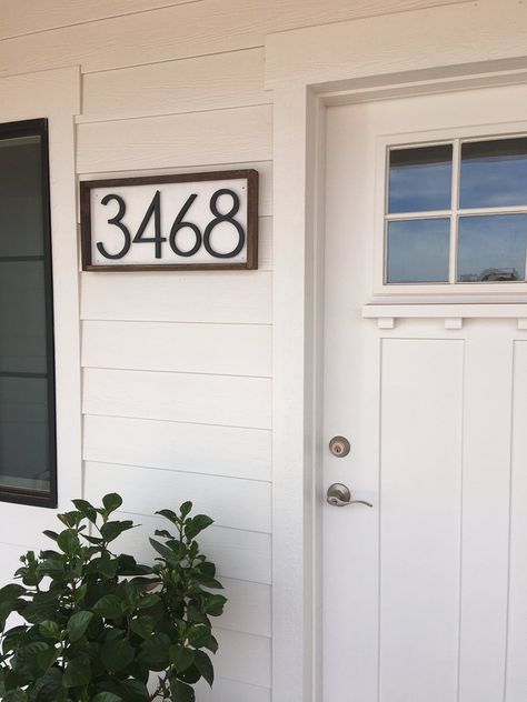 Navy Bedroom, Number Wall Art, Wooden Farmhouse, Building A Porch, Number Wall, Interior Minimalista, House Number Sign, House With Porch, Number Sign