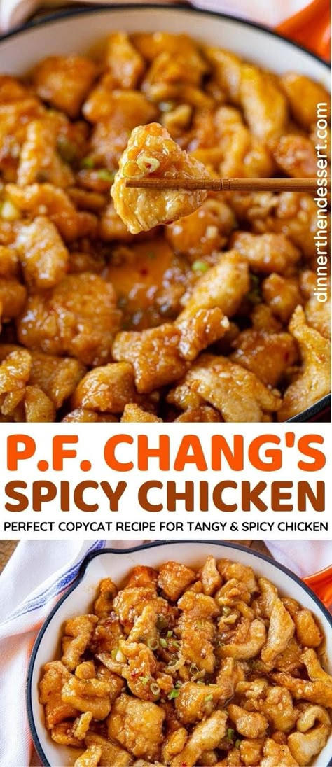 P.F. Chang's Spicy Chicken (Copycat) Changs Spicy Chicken, Copycat Dinner, Spicy Chicken Breast, Sweet And Spicy Chicken, Dinner Then Dessert, Asian Dinners, Sweet Chicken, Spicy Chicken Recipes, Popular Dishes