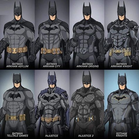 Bat Suit Design, Batman Arkham Shadow Suit, Batman Telltale Suit, Batman Suit Design, Batman Evolution, Batmobile Arkham Knight, Evolution Of Batman, Dc Sketch, Batman Arkham Series