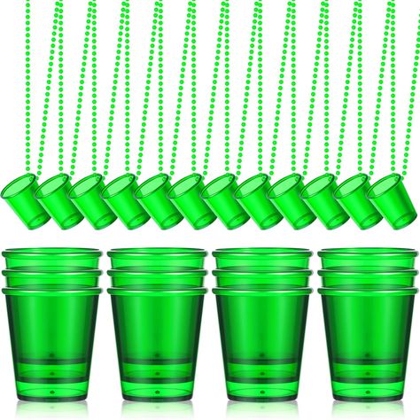 PRICES MAY VARY. Lightweight Material: cute shot necklace cup is made of plastic material, featuring light weight and gloss, reliable and non breakable, even if worn on the neck overnight, the glass necklace will not cause discomfort, bright colorful is good as decoration Beautiful and Bright: the plastic beaded cup necklace has a clear green color, vibrant and bright, everyone loves and enjoys these shot glass necklaces, adding more vitality to your party activities Widely Applicable: these sho Collar Verde, Green Shot, Birthday Shots, Groom And Bride, Team Groom, Bachelorette Party Supplies, Shot Cups, Shot Glass Set, Photo Decor